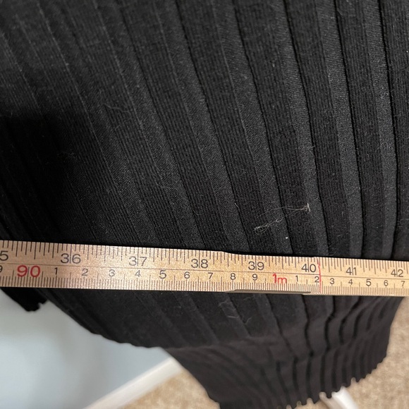 Quince Cotton Cashmere Ribbed Long Sleeve Crew Midi Dress Black Bodycon Medium - Picture 10 of 10